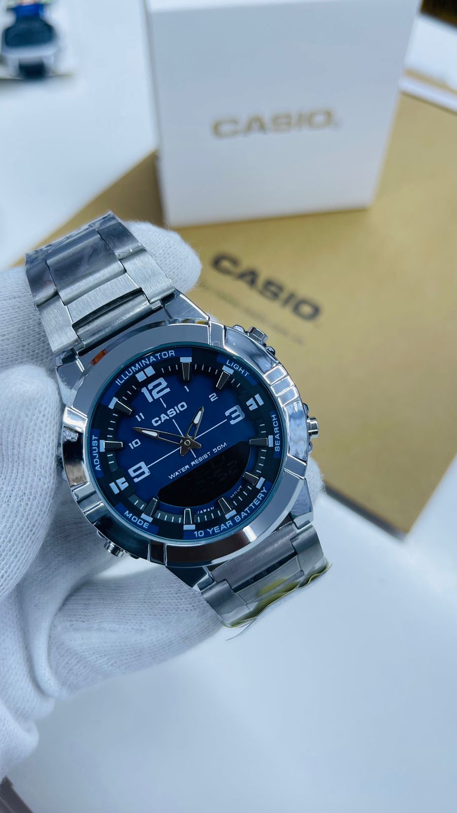 Casio Men’s Analog Digital Watch | Stainless Steel Luxury Design | 10 Year Battery | Water Resistant Sport Watch
