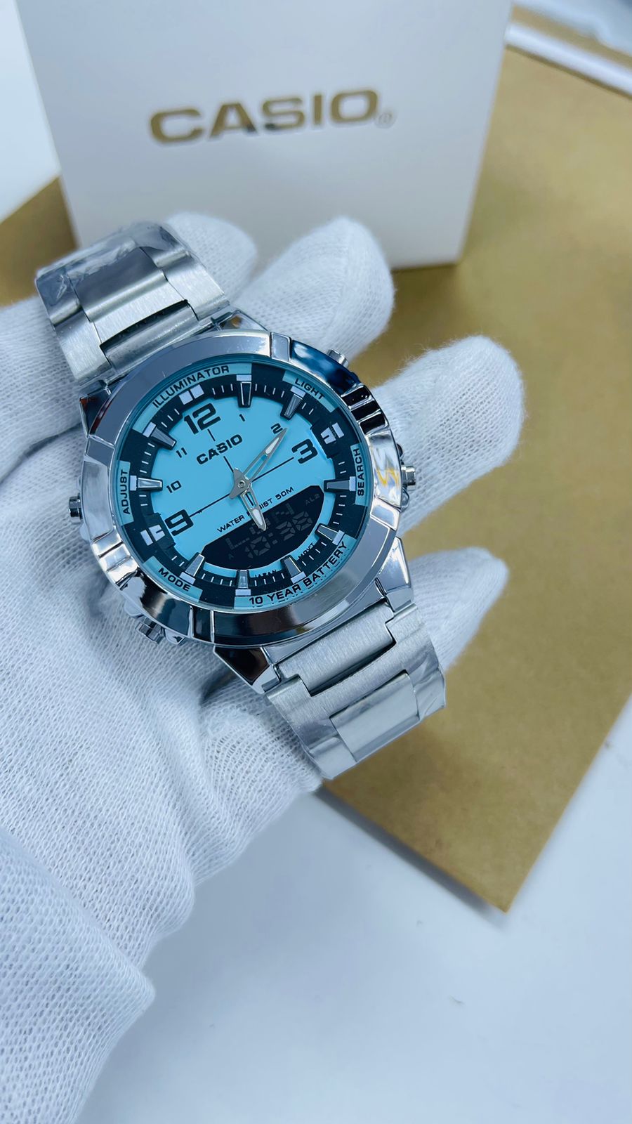 Casio Men’s Analog Digital Watch | Stainless Steel Luxury Design | 10 Year Battery | Water Resistant Sport Watch